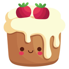 Wall Mural - Gourmet cake icon with strawberries