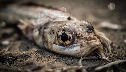 Sticker - Slimy fish caught on beautiful tropical coastline generated by AI