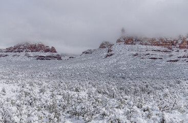 Poster - Scenic Snow Covered Landscape of Sedona Arizona in Winter