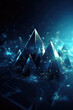 © ADDICTIVE STOCK - Blue futuristic technology background with triangular shapes. Generative AI