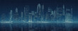 © ADDICTIVE STOCK - ASCII Art style Illustration of city skyline over blue background. Generative AI