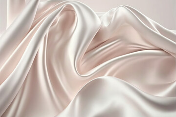 ai generated beautiful elegant white soft silk satin fabric background with waves and folds
