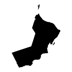 vector illustration of the black map of oman on white background