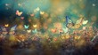 A bokeh background of a whimsical garden with colorful butterflies and dragonflies Generative AI