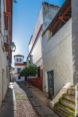 Cordoba streets and white painted houses with original architecture