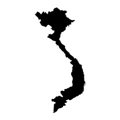 Vector Illustration of the Black Map of Vietnam on White Background