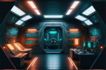Wall Mural - abstract in futuristic interior architecture of spaceship with power generative technology. concept 