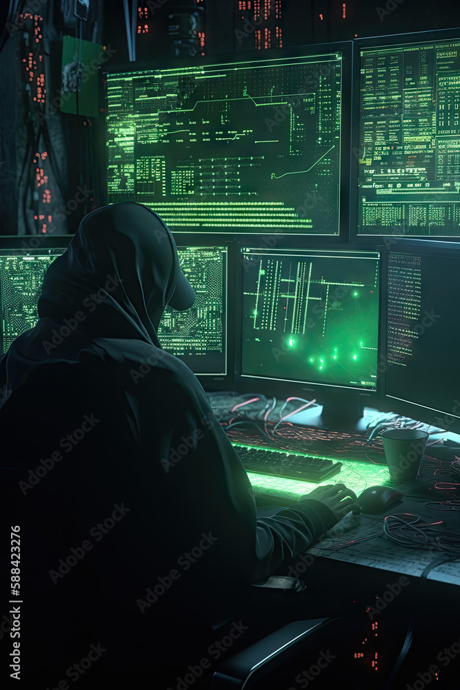 Hacker in front of his computer