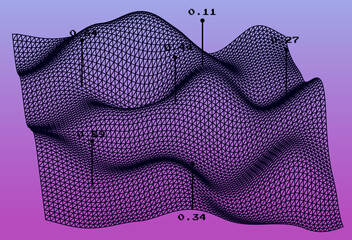 Wall Mural - 3d glitched and distorted plane made of mesh. computer science and virtual reality subject illustrat