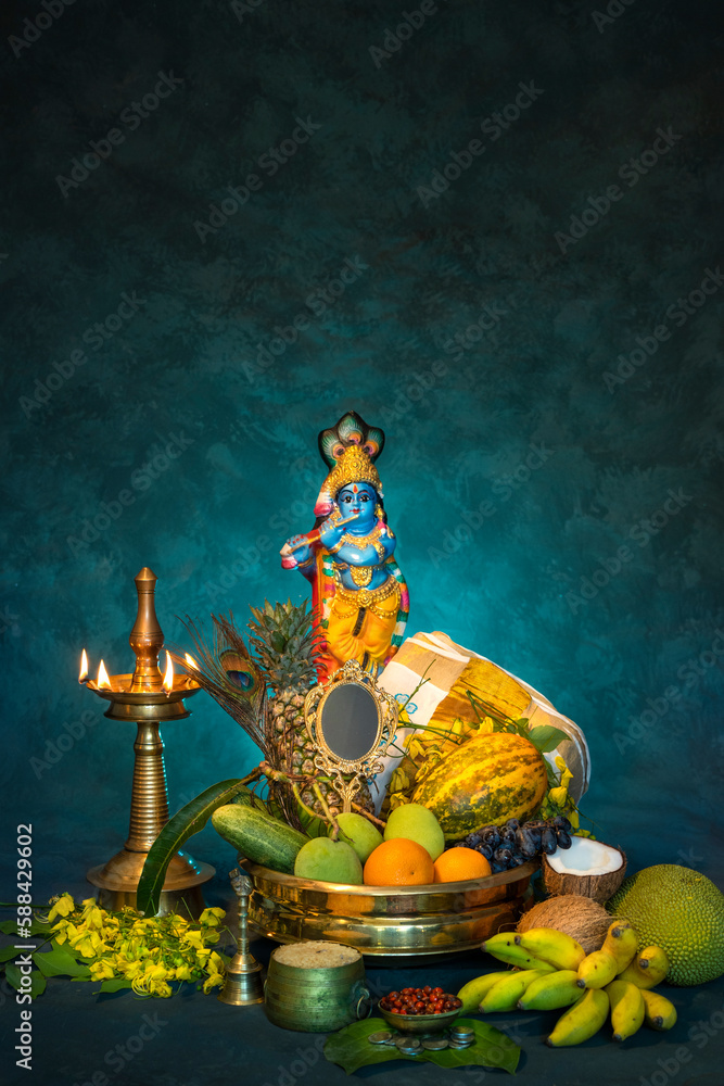Vishu kani image Kerala vishu festival concept image Stock Photo