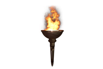 Canvas Print - Burning sport torch over white background