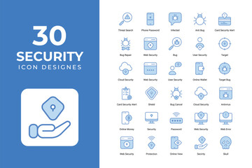 Wall Mural - Security icons collection. cyber security, web security, internet security, cybercrime, etc. use for mobile app and web.