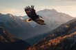 Eagle Bird Soaring Over A Mountain Range. Generative AI