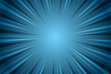 Poster - Blank sunburst blue background with rays