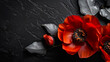 Red poppy as a symbol of memory for the fallen in the war. VE-Day, World War remembrance day. Generative AI illustration