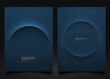 © iaroslavka - Abstract navy blue background luxury cover set. Minimalist style cover template arc line shadow shape. Modern premium vector design for social media, banner, poster, invitation, business brochure