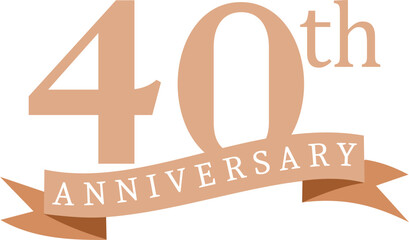 Sticker - 40th anniversary with ribbon, golden text