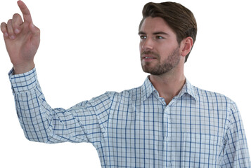 Poster - Man pretending to touch an invisible screen