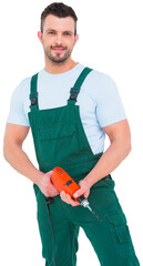 Wall Mural - Handyman holding power drill