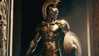 Achilles in a beautiful golden armor