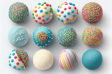 Wall Mural - Different colorful cake balls with decorative sprinkles. Generative Ai