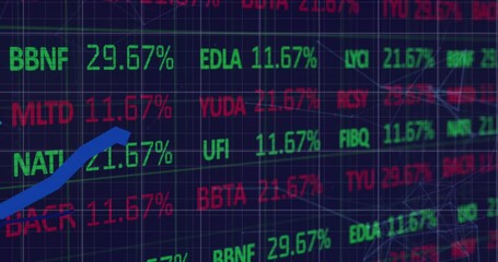 Canvas Print - Animation of financial data processing with blue lines