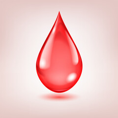 Wall Mural - One big realistic water drop in red color with glares and shadow