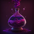 a dark purple ufo absorbing purple and pink potion liquid