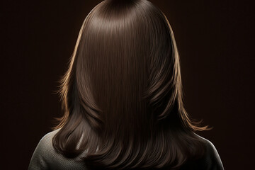 Wall Mural - Brown hair. Woman from the back with straight hair. Generative AI.