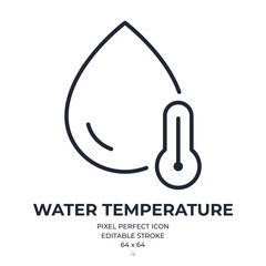 Wall Mural - Water temperature editable stroke outline icon isolated on white background flat vector illustration. Pixel perfect. 64 x 64.