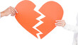 Couple holding broken heart shape paper