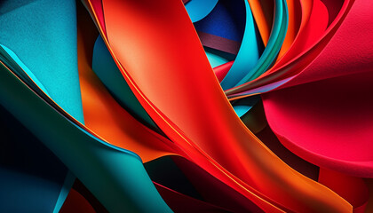 Vibrant colored curves create abstract futuristic backdrop generated by AI