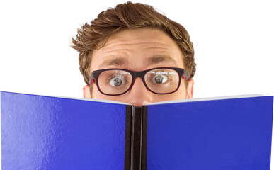 Poster - Geeky student reading a book