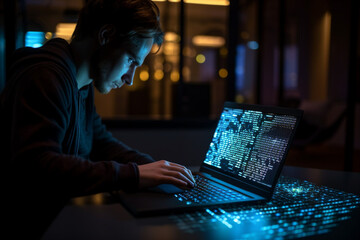 Developing programming and coding technologies. Website design. Cyber space concept,  Created using generative AI tools.