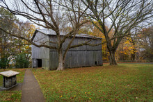 Tobacco Farm On Natchez Trace Parkway In Tennessee.  A Typical Early 1900s Tobacco Timber Barn Built For Leland Greenfield.