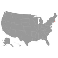 Wall Mural - Vector map of Rhode Island state and position within the United States