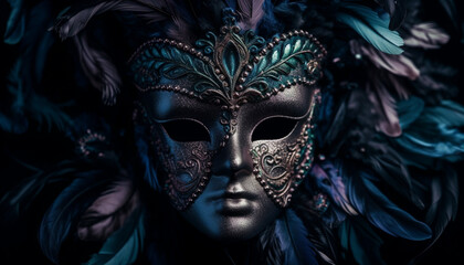 Poster - One person in ornate masquerade costume - mystery generated by AI