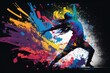 © Anna - abstract breaker dancing in colorful paint. ai generative