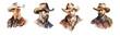 Watercolor clipart of cowboy portraits created with Generative AI technology