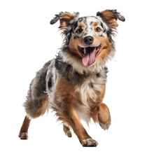 Happy Dog Jumping, Isolated Background. Generative AI