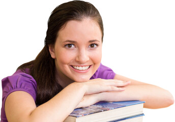 Wall Mural - Portrait of female student in library