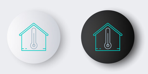 Poster - Line House temperature icon isolated on grey background. Thermometer icon. Colorful outline concept. Vector