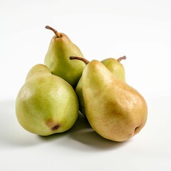 A handful of ripe, pear , arranged in a natural curve, on a white background, with no visible stems or blemishes, generative IA