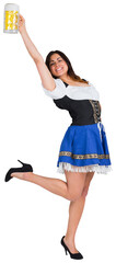 Wall Mural - Pretty oktoberfest girl raising beer tankard