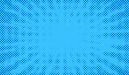 Wall Mural - Blue comics background. Abstract lines backdrop. Bright sunrays. Design frames for title book. Texture explosive polka. Beam action. Pattern motion flash. Rectangle fast boom. Vector illustration