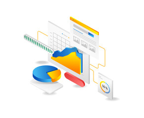 Poster - Isometric web analytics concept. Data analysis. Data analysis. Vector illustration.
