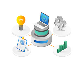 Aufkleber - Concept of software development. Isometric 3d vector illustration.