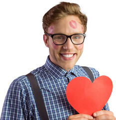 Sticker - Geeky hipster covered in kisses