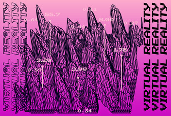 Wall Mural - 3d glitched and distorted plane made of mesh. computer science and virtual reality subject illustrat