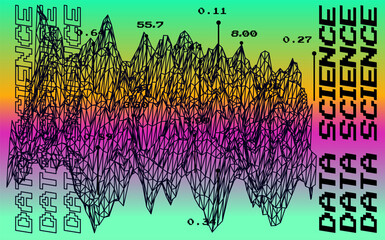 Wall Mural - data visualization in a 3d abstract geometric graph. analysis and mathematical statistics subject il